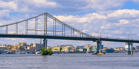 panorama of the Park bridge in Kiev for pedestriansの写真素材