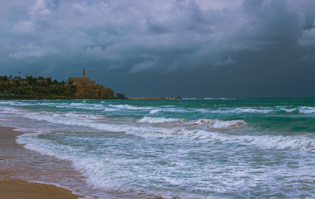 Landscape composition marine off the coast of Tel Aviv Yaffo. Israelの写真素材