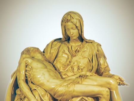 Jesus on the lap of his mother Mary after the Crucifixion. Isolation.の写真素材