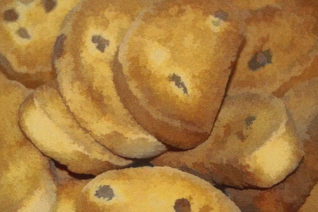 A small amount of crackers with raisins close-up.の写真素材