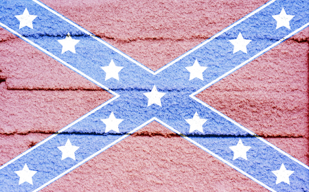 Flag confederation on a texture snow covered boardsの写真素材