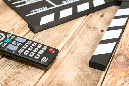 Cinema clapper board and remoteの写真素材