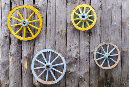 Wagon wheels rustic coloredの写真素材