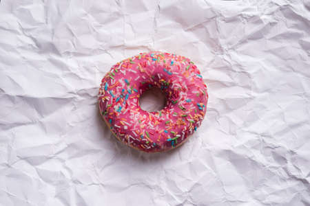Three donuts on white backgroundの写真素材