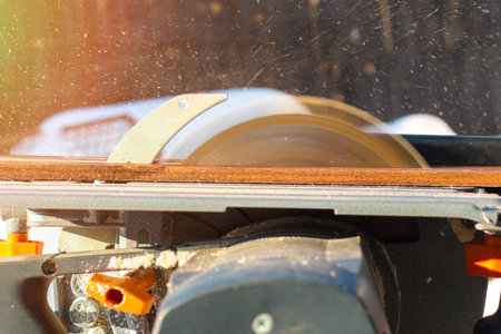 Cutting boards on a circular village sawの写真素材