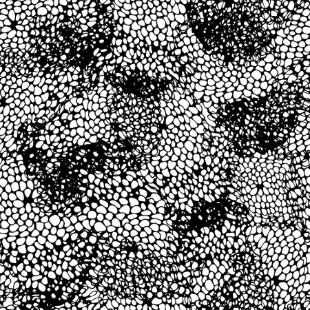 Seamless, abstract pattern with hand-drawn doodle elements. Asymmetrical texture of spots, doodles of different sizes.のイラスト素材