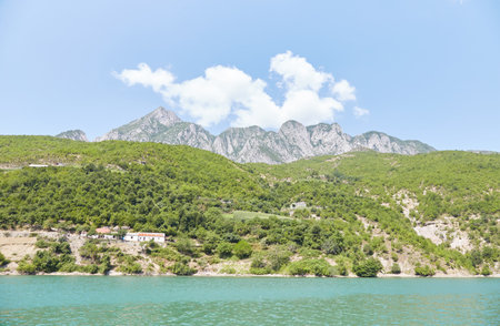 The Scenic Komani Lake Ferry to Valbone, Albaniaの写真素材