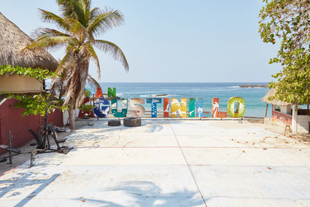 The beautiful Pacific town of Mazunte, just outside of Puerto Escondido, Oaxaca, Mexicoの写真素材