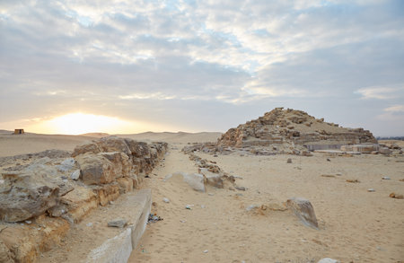 The First-Ever Egyptian Obelisk at Abu Gorabの写真素材