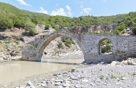 The Banje Thermal Springs of Permet, home to an ancient Ottoman bridgeの写真素材