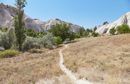 Hiking Through Cappadocia's White Valley. White Valley doesn't contain any especially unique rock formations, but it's beautiful nonetheless. High quality photoの写真素材