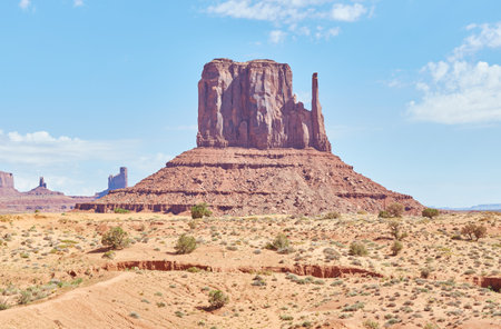 The iconic Mittens formations, as seen on the Monument Valley Scenic Drive