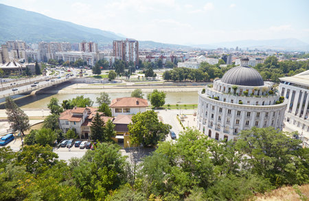 The buildings and monuments of Skopje, the capital of North Macedoniaの写真素材