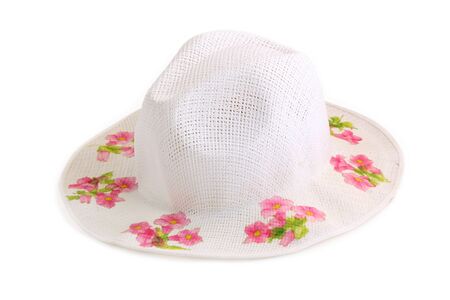 White fashion hat isolated on white backgroundの写真素材