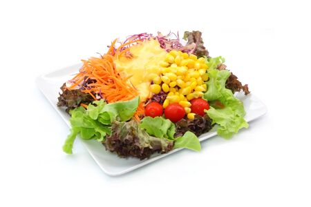 Vegetables salad isolated on white backgroundの写真素材