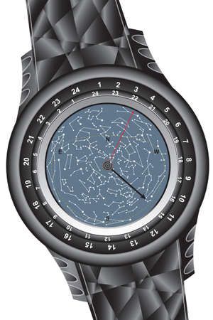 Wristwatch to time and a guide for the stars field.の写真素材