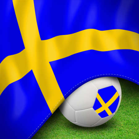 Soccer ball and flag euro sweden for euro 2012 group dの写真素材
