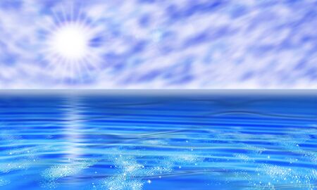 Deep blue sea in tropical sun and sky with wave and cloudの写真素材