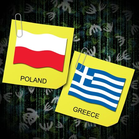 euro 2012 group a soccer ball and flag greece and polandの写真素材