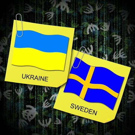 euro 2012 group d soccer ball and flag ukraine and swedenの写真素材