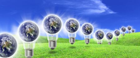 Elements of this image furnished by NASA A Bulb energy farm is a group of energy production in the...