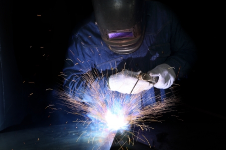 Metal welding with sparkingの写真素材