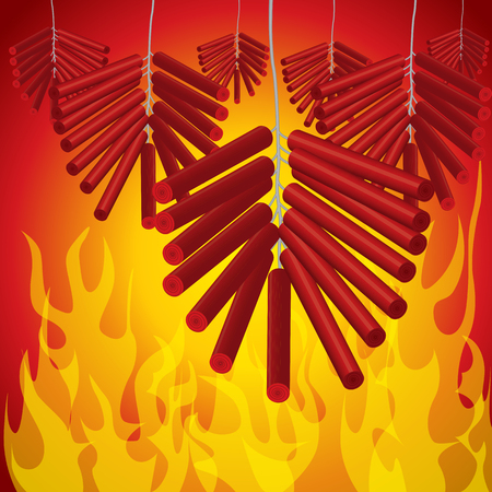 Red firecracker for celebration of chinese new year festivalのイラスト素材