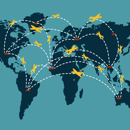 International shipping so if you want to speed to deliver the goods by aircraft cargo. Because it can take a short period of time in transit from one hemisphere to the other side of the world.のイラスト素材