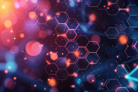 futuristic light color background wallpaper with hexagons, huds, techical elementsfuturistic light color background wallpaper with hexagons, huds, techical elementsの写真素材