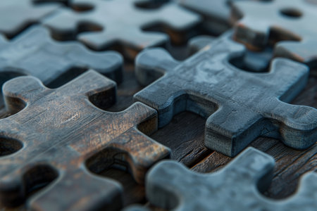 Interlocking Puzzle Pieces - 3D Render, To convey the idea of connection, creativity, and problem-solving through a visually appealing and playfulの写真素材