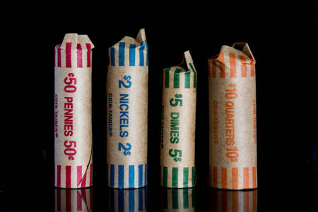 rolled coins.