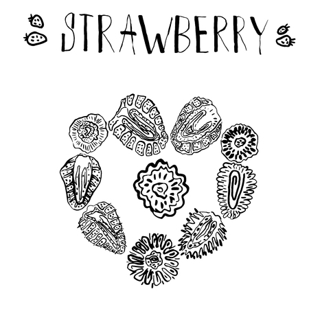 Strawberry hand drawn vintage seamless pattern doodle vector illustration.のイラスト素材