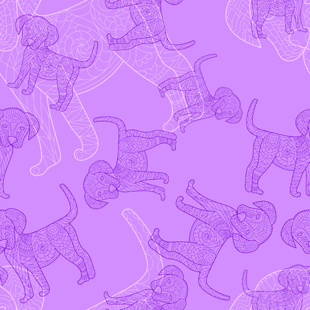 Dog, puppy doodle seamless pattern.のイラスト素材