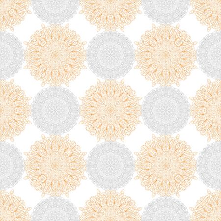 Mandala seamless pattern. Oriental ornament. Hand drawn background. Vintage elements texture print, fabric, paper. Textile, book cover, web, magazine tribal motif. Asian, Arabic,Indian,Islam,Japaneseのイラスト素材