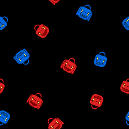 Backpack vector pattern. Seamless background illustration. Cute autumn outline cartoon texture, textile fabric, print.のイラスト素材