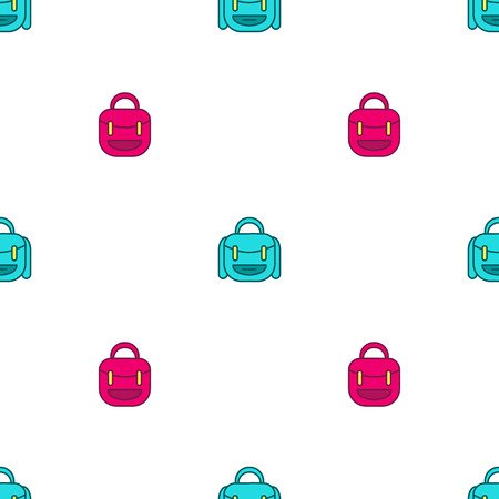 Pink and blue backpack vector pattern with a white backgroundのイラスト素材