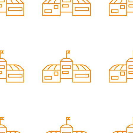 Back to school building vector pattern. File seamless background illustration. Cute outline cartoon texture, textile fabric, print. Autumn house wrapping paper, book cover, clothes for kid, childのイラスト素材