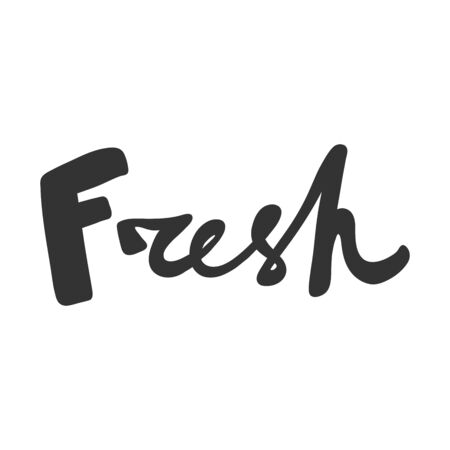 Fresh. Green eco bio sticker for social media content. Vector hand drawn illustration design.のイラスト素材