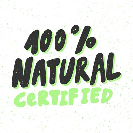 Green eco bio sticker for social media content. Vector hand drawn illustration design.のイラスト素材