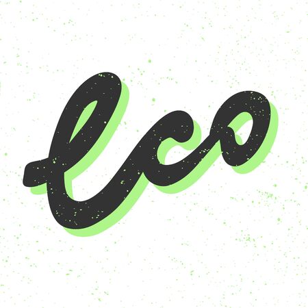Green eco bio sticker for social media content. Vector hand drawn illustration design.のイラスト素材