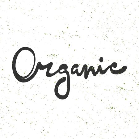Organic. Green eco bio sticker for social media content. Vector hand drawn illustration design.のイラスト素材