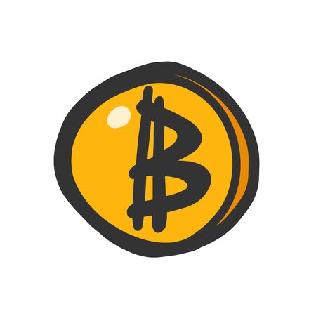 Bitcoin. Sticker for social media content. Vector hand drawn illustration design.のイラスト素材