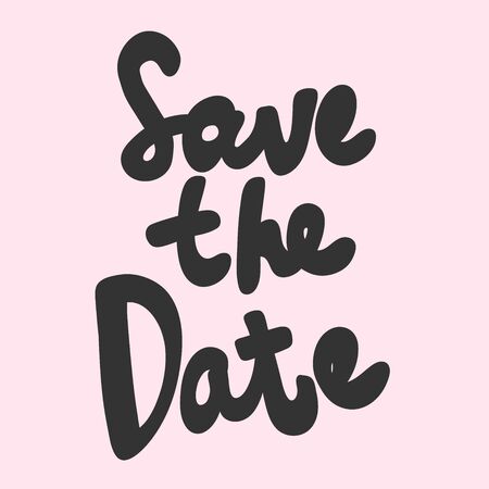 Save the date. Sticker for social media content. Vector hand drawn illustration design.のイラスト素材