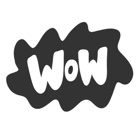 Wow. Sticker for social media content. Vector hand drawn illustration design.のイラスト素材