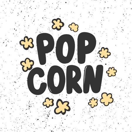 Pop corn. Sticker for social media content. Vector hand drawn illustration design.のイラスト素材