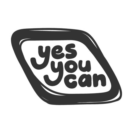 Yes you can. Sticker for social media content. Vector hand drawn illustration design.のイラスト素材