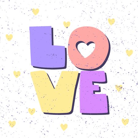 Love. Sticker for social media content. Vector hand drawn valentines day illustration design.のイラスト素材