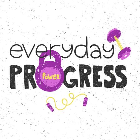 Make progress everyday. Sticker for social media content. Vector hand drawn illustration design.のイラスト素材
