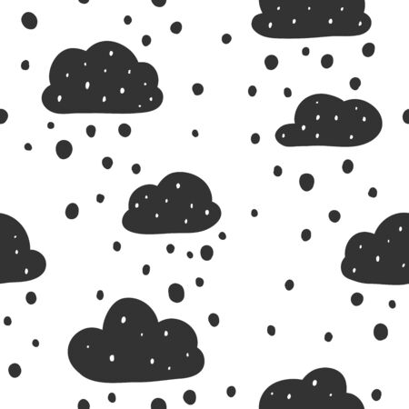 Vector seamless monochrome pattern. Vector hand drawn scandinavian style illustration design.のイラスト素材