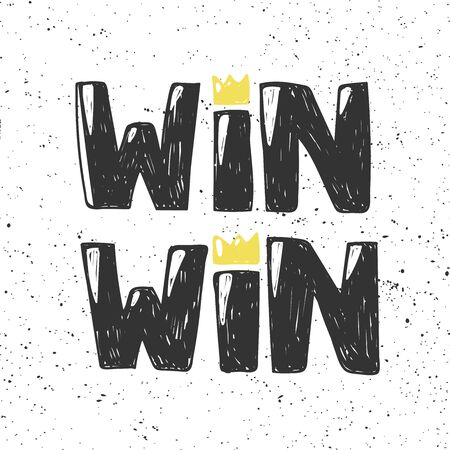 Win win. Sticker for social media content. Vector hand drawn illustration design.のイラスト素材